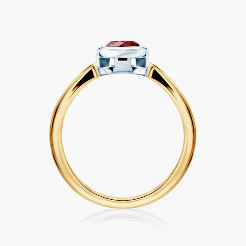 Pierścionek zaręczynowy SAVICKI: dwukolorowe złoto, z rubinem